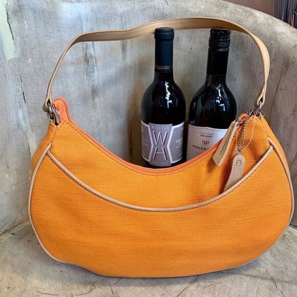 ORANGE ETIENNE AIGNER CANVAS BAG w LEATHER 🧡 HOST PICK 🧡 NWT - Picture 3 of 7